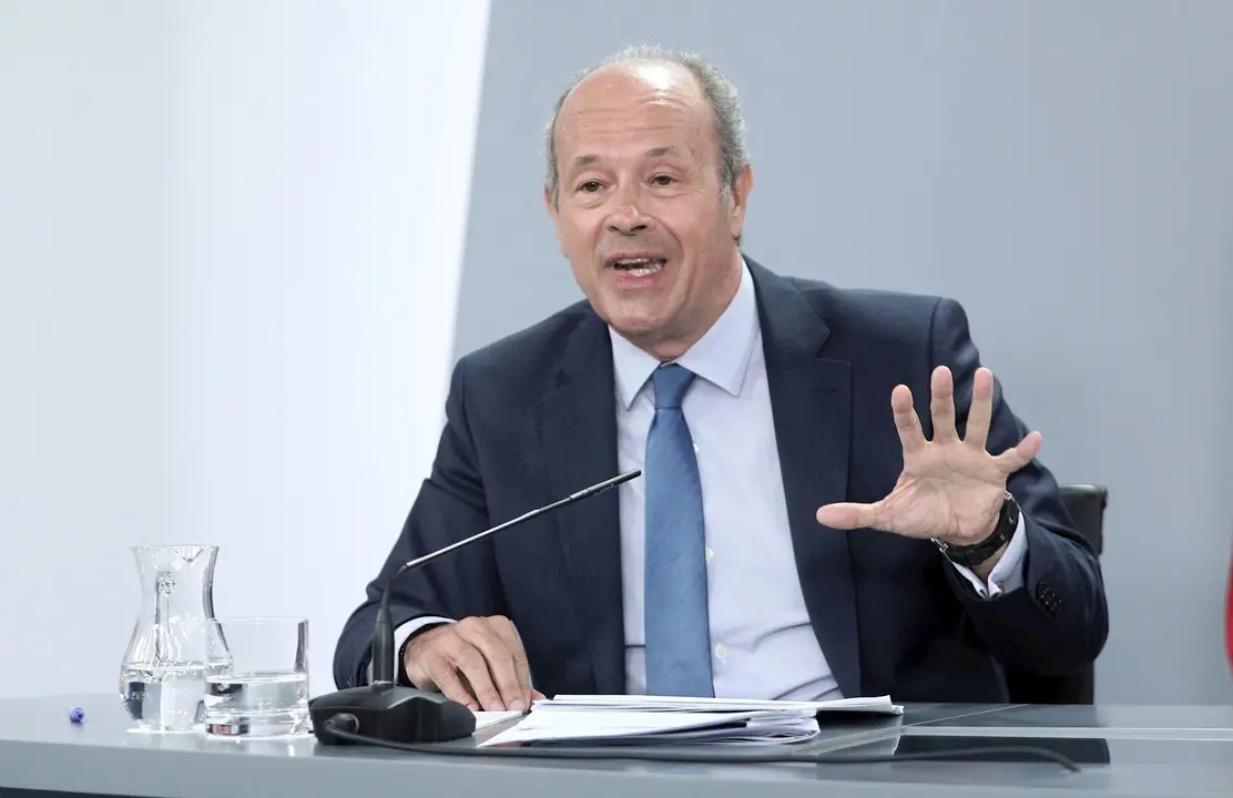 El ministro de Justicia, Juan Carlos Campo, durante la rueda de prensa posterior al Consejo de Ministros en Moncloa, en Madrid (Espa&ntilde;a), a 7 de julio de 2020.
