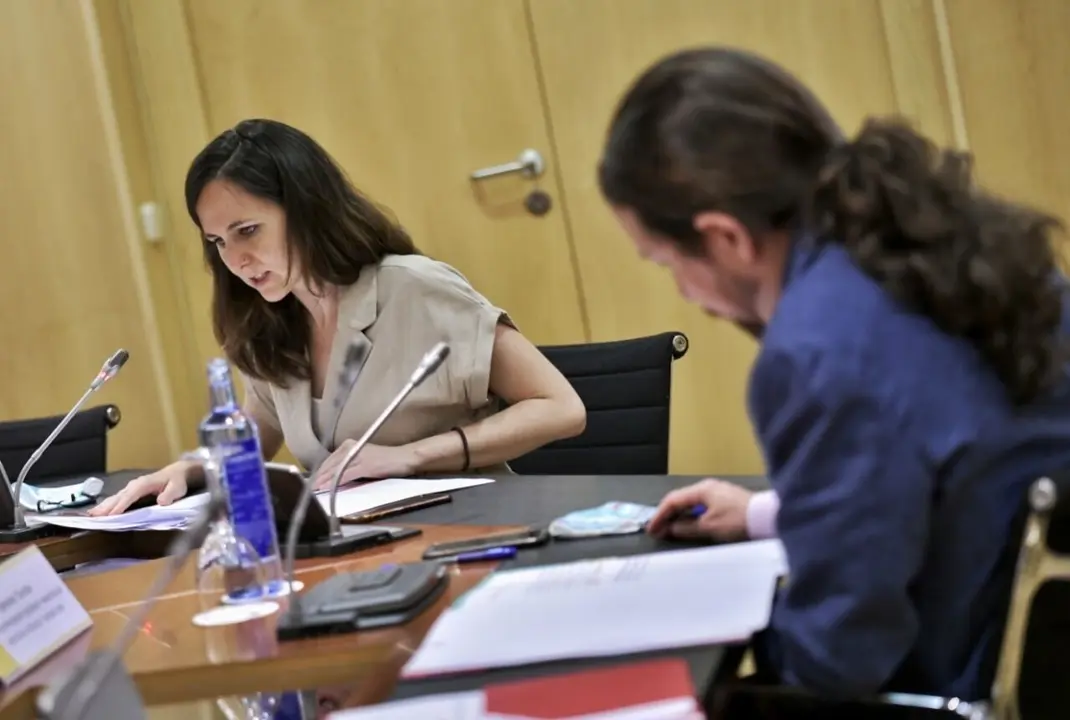 Pablo Iglesias e Ione Belarra en la reuni&oacute;n telem&aacute;tica de la Conferencia Sectorial para la Agenda 2030 con las CCAA, ciudades aut&oacute;nomas y municipios