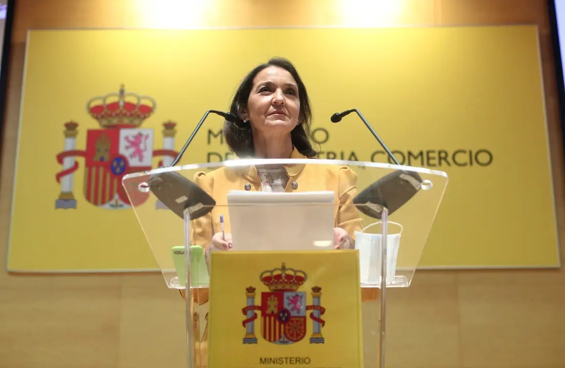 La ministra de Industria, Comercio y Turismo, Reyes Maroto, durante su intervenci&oacute;n en la presentaci&oacute;n de la nueva campa&ntilde;a de promoci&oacute;n de Espa&ntilde;a para atraer a los turistas internacionales.