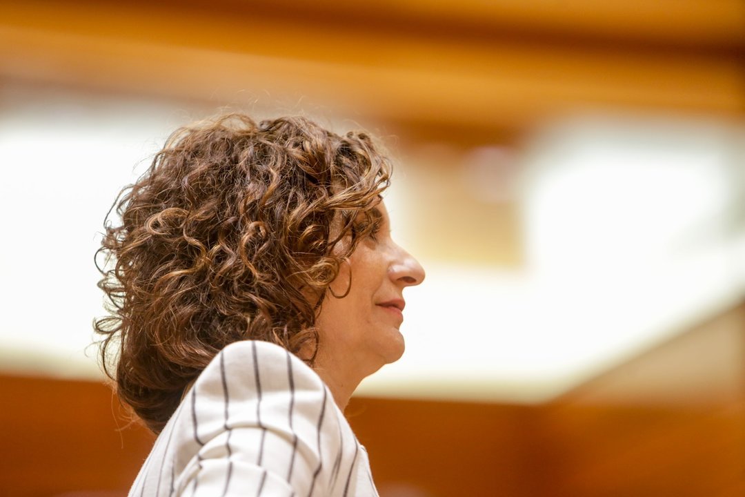 La Ministra de Hacienda y portavoz del Gobierno, María Jesús Montero, durante el pleno en el Senado. En Madrid (España), a 2 de junio de 2020.
