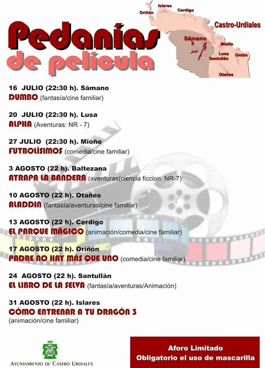 Cartel del ciclo de cine infantil en las pedan&iacute;as