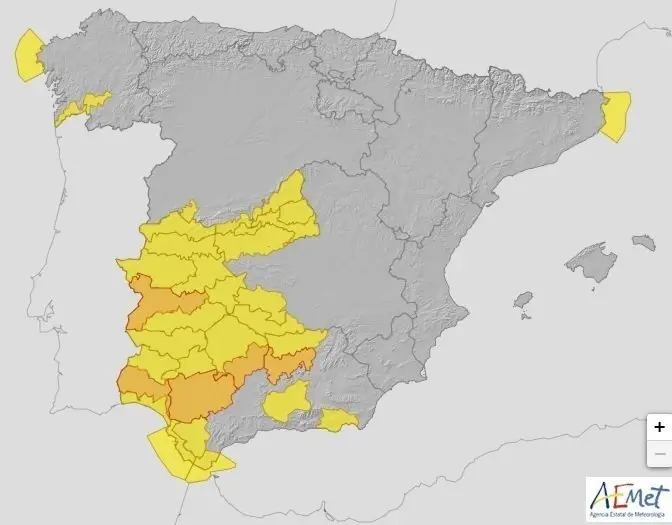 Alertas de la Aemet para el jueves 16 de julio de 2020