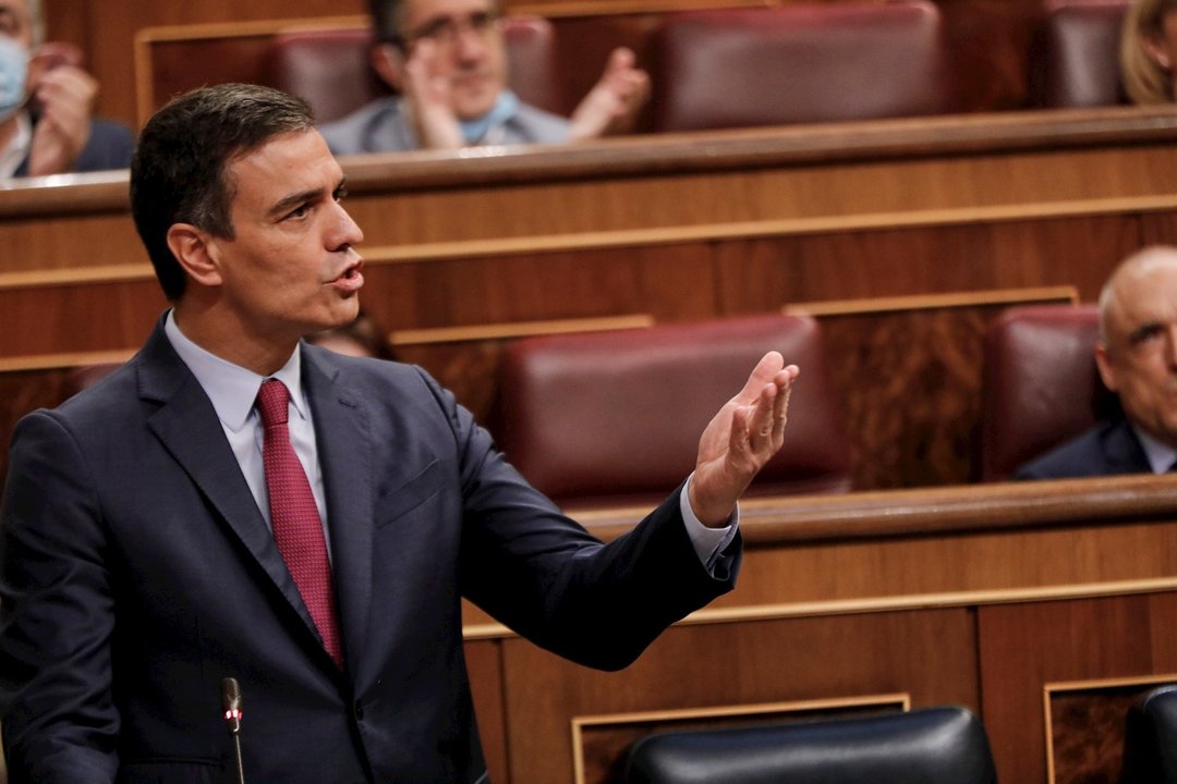 El Presidente del Gobierno, Pedro Sánchez, interviene en la penúltima sesión plenaria en el Congreso de los Diputados