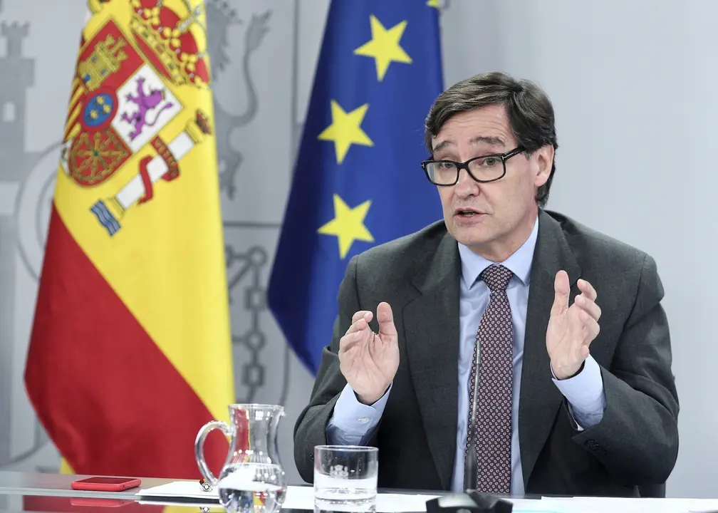 El ministro de Sanidad, Salvador Illa, comparece en rueda de prensa posterior al Consejo de ministros celebrado en Moncloa, en Madrid (Espa&ntilde;a), a 28 de julio de 2020.