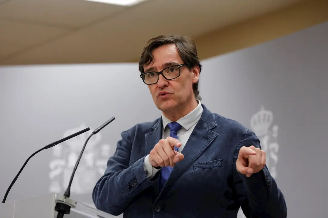 El ministro de Sanidad, Salvador Illa, en rueda de prensa tras la reuni&oacute;n del Consejo Interterritorial del Servicio Nacional de Salud.