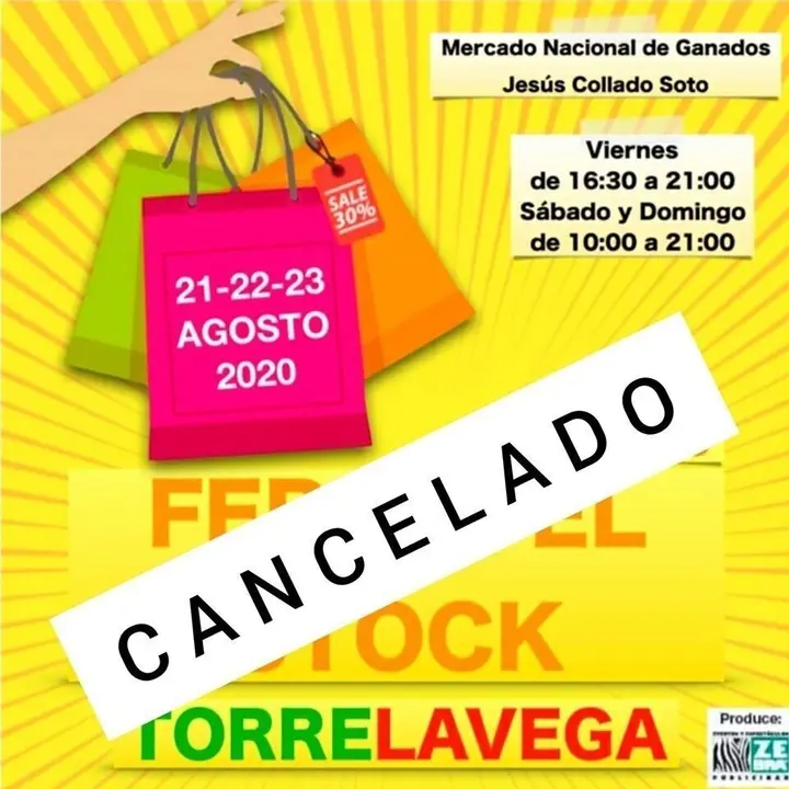 Cartel de la cancelaci&oacute;n de la Feria de Stock