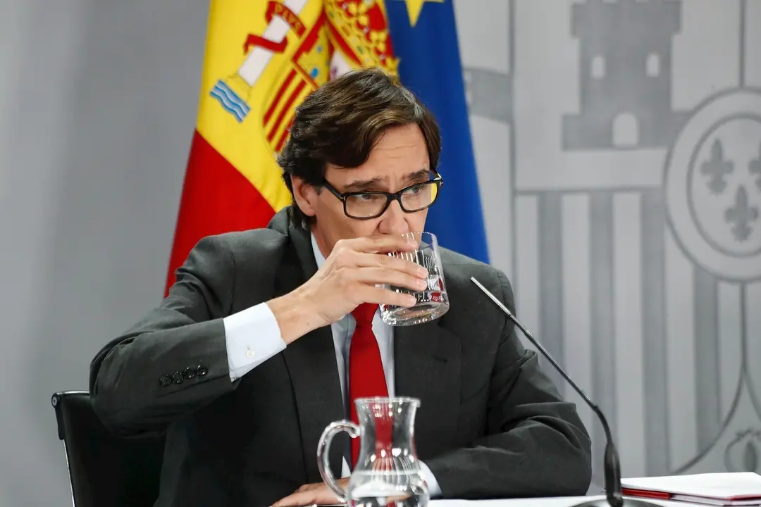 El ministro de Sanidad, Salvador Illa, durante su comparecencia ante los medios tras la Conferencia multisectorial. En Madrid, (Espa&ntilde;a), a 27 de agosto de 2020.