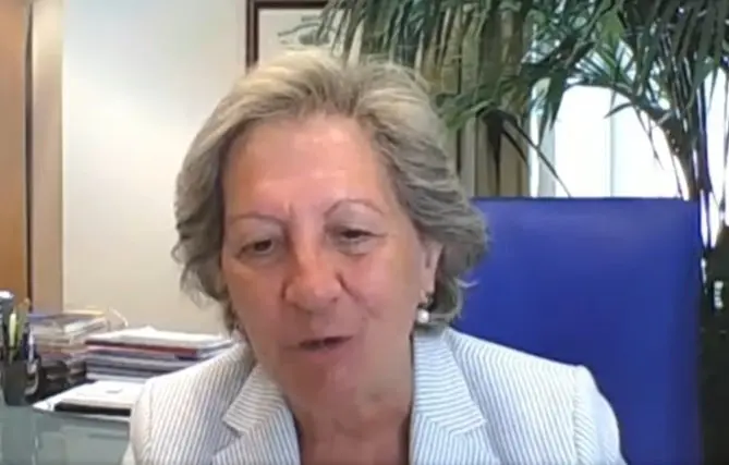 La presidenta de Unespa, Pilar Gonz&aacute;lez de Frutos, en el curso APIE-BBVA de la UIMP.