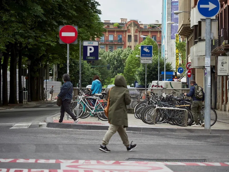 Bicicletas aparcadas en Pamplona, Navarra