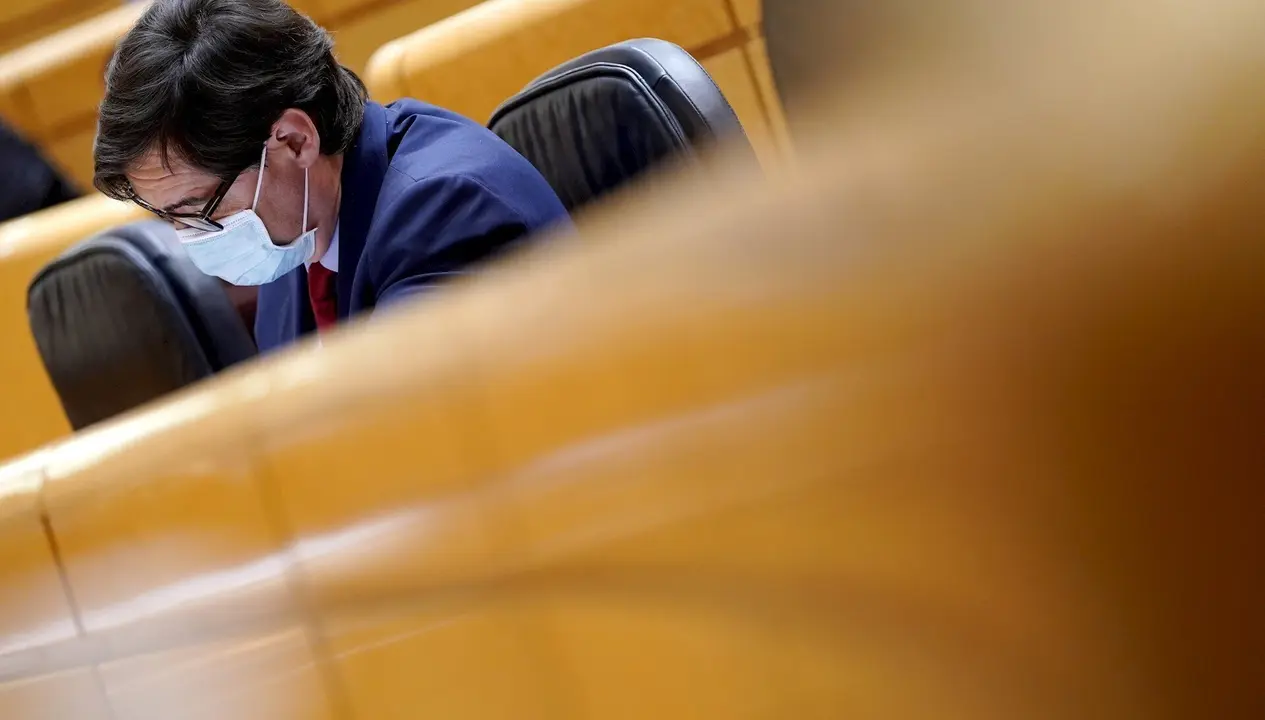 El ministro de Sanidad, Salvador Illa, durante una sesi&oacute;n de control al Gobierno en el Senado, en Madrid (Espa&ntilde;a), a 22 de septiembre de 2020.