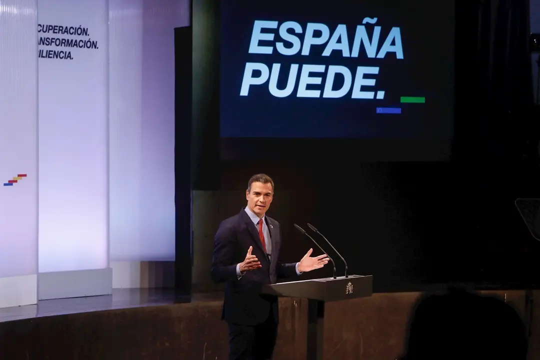 El presidente del Gobierno, Pedro S&aacute;nchez, ofrece una conferencia bajo el t&iacute;tulo 'Espa&ntilde;a puede. Recuperaci&oacute;n, Transformaci&oacute;n, Resiliencia' en la Casa de Am&eacute;rica, en Madrid (Espa&ntilde;a) a 31 de agosto de 2020.