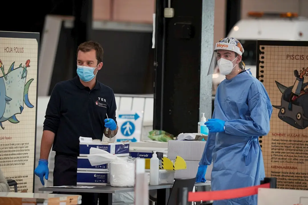 Recinto Ferial de Navarra, en Pamplona, donde el Departamento de Salud del Gobierno de Navarra realiza pruebas PCR de detecci&oacute;n del Covid-19.