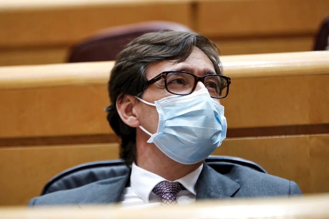 El ministro de Sanidad, Salvador Illa, durante una sesi&oacute;n de control al Gobierno en el Senado, a 20 de octubre de 2020.