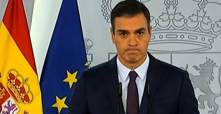 Pedro S&aacute;nchez realiza una declaraci&oacute;n institucional en Moncloa sobre la pandemia