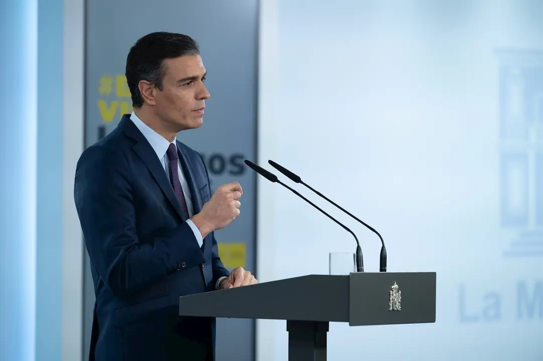 Pedro S&aacute;nchez en rueda de prensa.