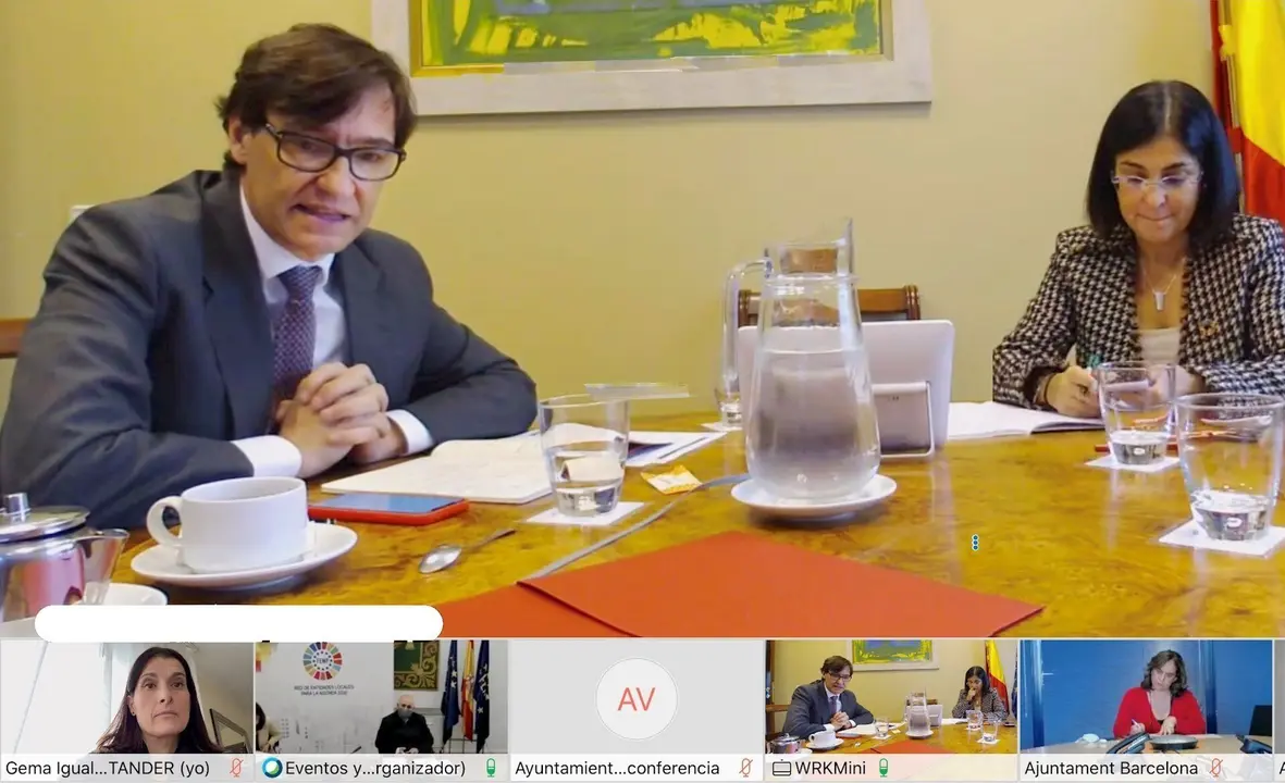 Encuentro telem&aacute;tico de la alcaldesa de Santander, Gema Igual, y otros regidores del PP con el ministro de Sanidad, Salvador Illa, y la de Pol&iacute;tica Territorial, Carolina Darias