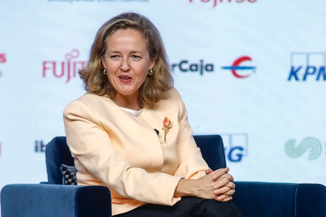 La vicepresidenta tercera y ministra de Asuntos Econ&oacute;micos y Transformaci&oacute;n Digital, Nadia Calvi&ntilde;o, durante un Desayuno Informativo de Europa Press, en Madrid (Espa&ntilde;a), a 29 de octubre de 2020.