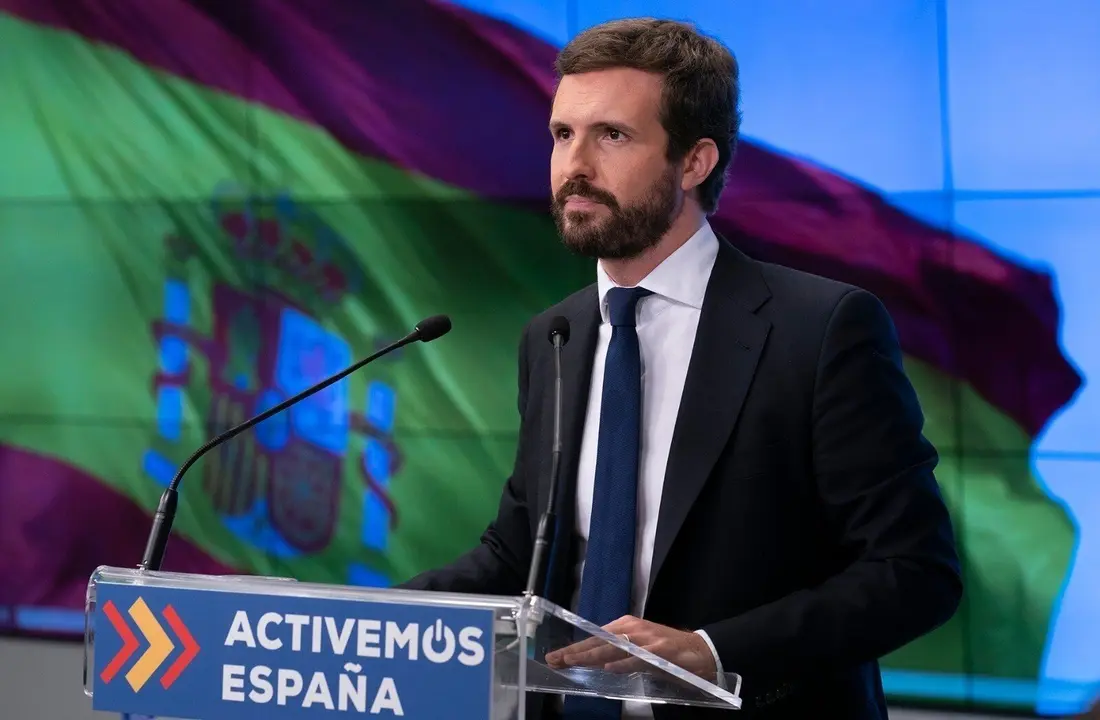 El l&iacute;der del PP, Pablo Casado, preside la reuni&oacute;n del Comit&eacute; Ejecutivo del PP que se ha celebrado v&iacute;a telem&aacute;tica. En Madrid, 3 de noviembre de 2020.