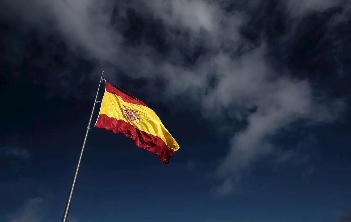 Bandera nacional en Valdebebas, Madrid, (Espa&ntilde;a), a 23 de octubre de 2020. 