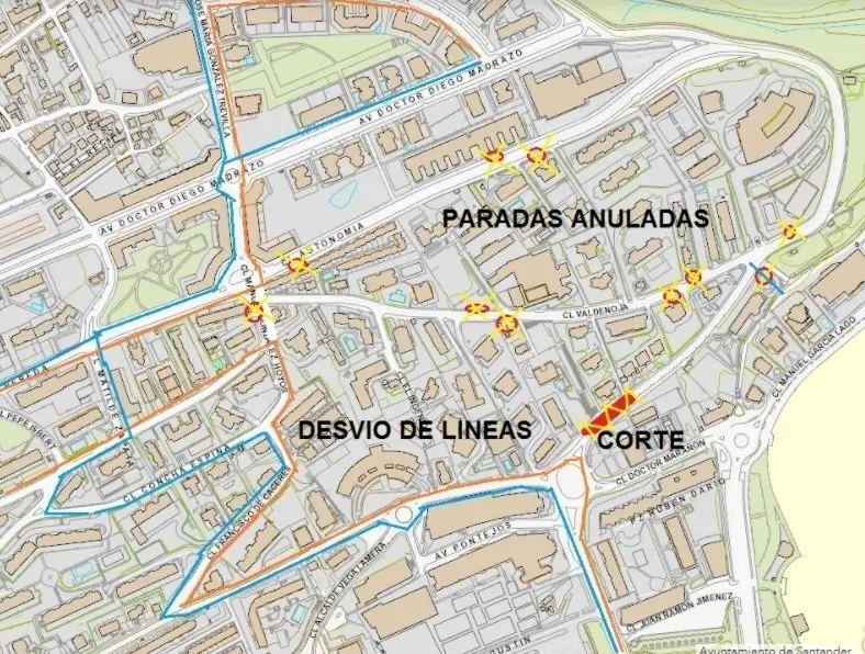 Corte de tr&aacute;fico y modificaci&oacute;n de TUS