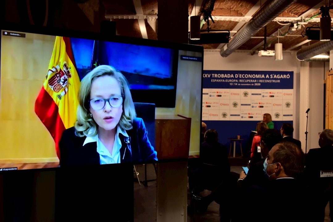 La ministra Nadia Calviño en el XXV Encuentro de Economía en S'Agaró, celebrado en Barcelona