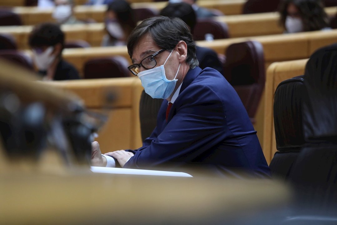 El ministro de Sanidad, Salvador Illa, en una sesión de control al Gobierno en el Senado, en Madrid (España), a 3 de noviembre de 2020.
