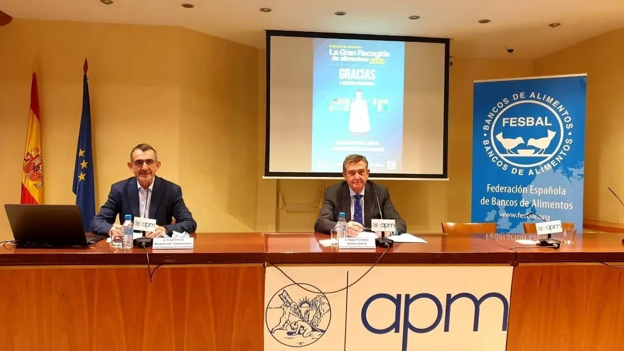 El director general de la Federaci&oacute;n Espa&ntilde;ola de Bancos de Alimentos (FESBAL), Miguel Fern&aacute;ndez Rodr&iacute;guez, da a conocer los datos  provisionales de la 8&ordf; edici&oacute;n de la Gran Recogida de Alimentos 2020. En la sede de APM, en Madrid