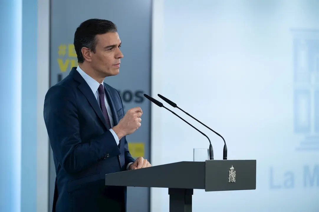 Pedro S&aacute;nchez en rueda de prensa.