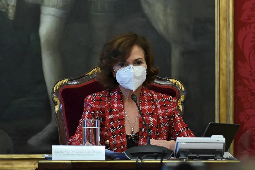 La vicepresidenta primera, Carmen Calvo, en el Consejo de Estado