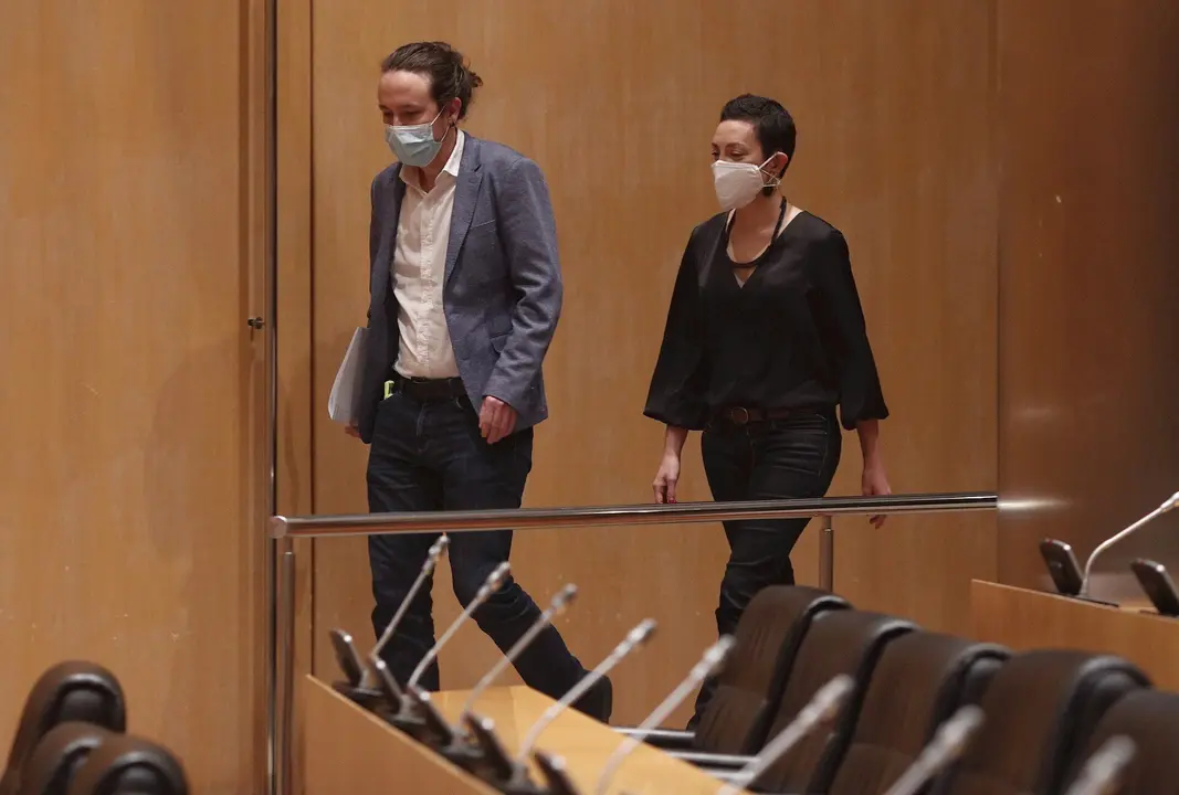 El vicepresidente segundo y l&iacute;der de Unidas Podemos, Pablo Iglesias, a su llegada este jueves a la Comisi&oacute;n Mixta para la Coordinaci&oacute;n y Seguimiento de la Estrategia Espa&ntilde;ola para alcanzar los Objetivos de Desarrollo Sostenible del Congreso.