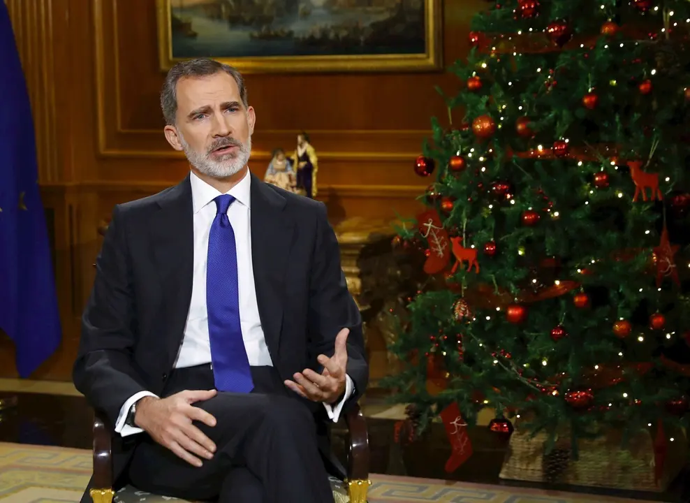 El Rey Felipe VI da su discurso de Nochebuena, en Madrid (Espa&ntilde;a) a 24 de diciembre de 2020.