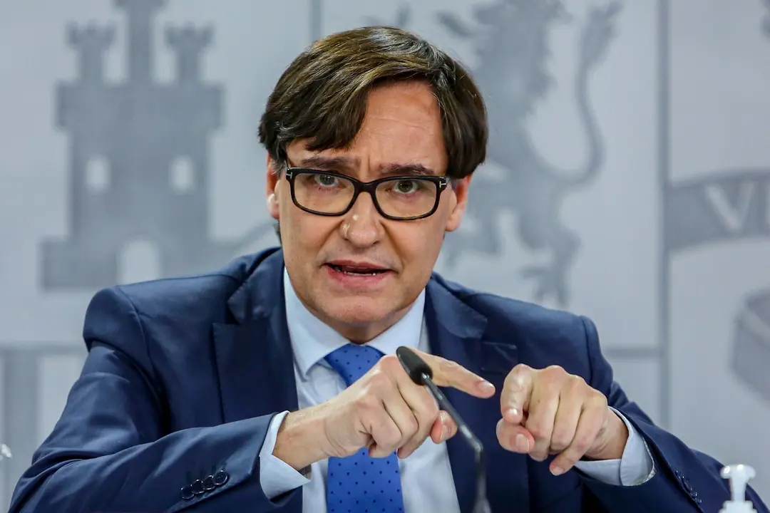 El ministro de Sanidad, Salvador Illa, durante la rueda de prensa tras la reuni&oacute;n del Consejo Interterritorial del Sistema Nacional de Salud, en Madrid (Espa&ntilde;a), a 4 de enero de 2021.