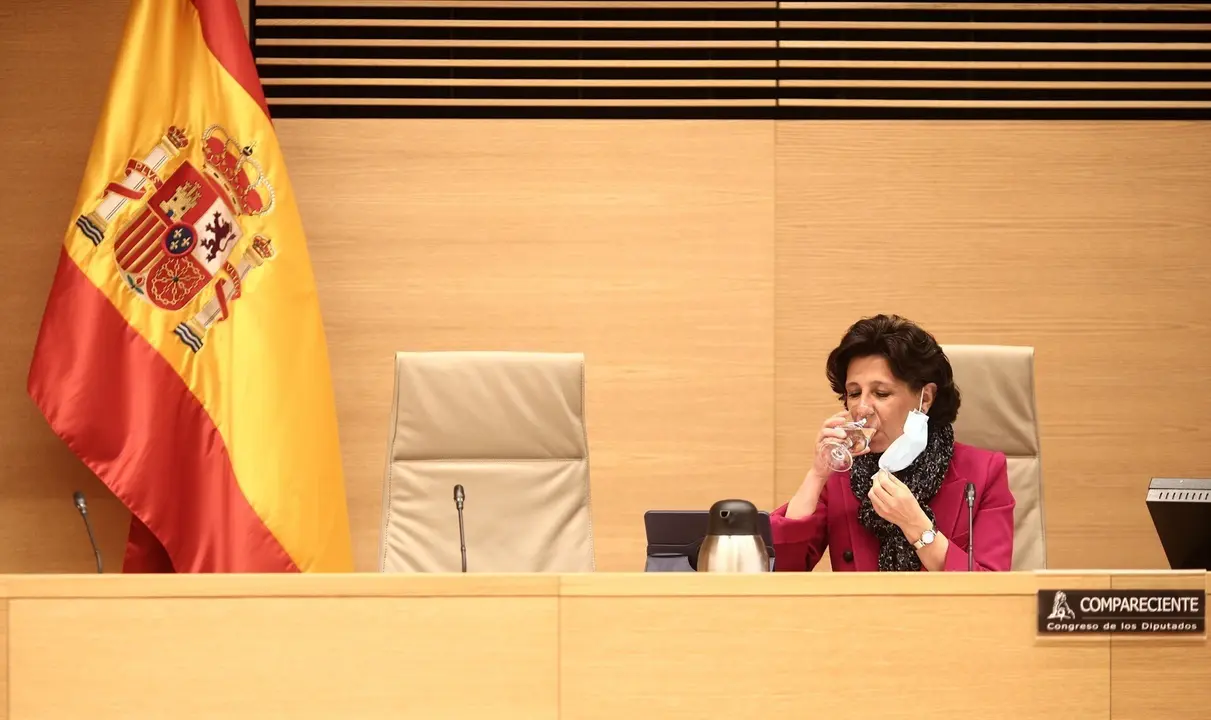 La presidenta del Tribunal de Cuentas, Mar&iacute;a Jos&eacute; de la Fuente, durante una sesi&oacute;n de la Comisi&oacute;n Mixta para las Relaciones con el Tribunal de Cuentas en el Congreso de los Diputados, en Madrid (Espa&ntilde;a), a 10 de diciembre de 2020.