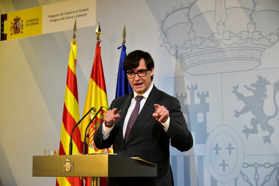 El ministro de Sanidad, Salvador Illa, interviene durante una comparecencia para hacer seguimiento de la pandemia por Covid-19, en Barcelona, Cataluña, (España), a 16 de enero de 2021. 
