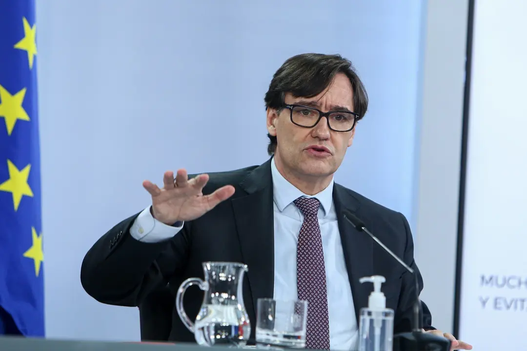 El ministro de Sanidad, Salvador Illa durante una rueda de prensa convocada ante los medios posterior al Consejo de Ministros, en La Moncloa, Madrid, (Espa&ntilde;a), a 12 de enero de 2021.