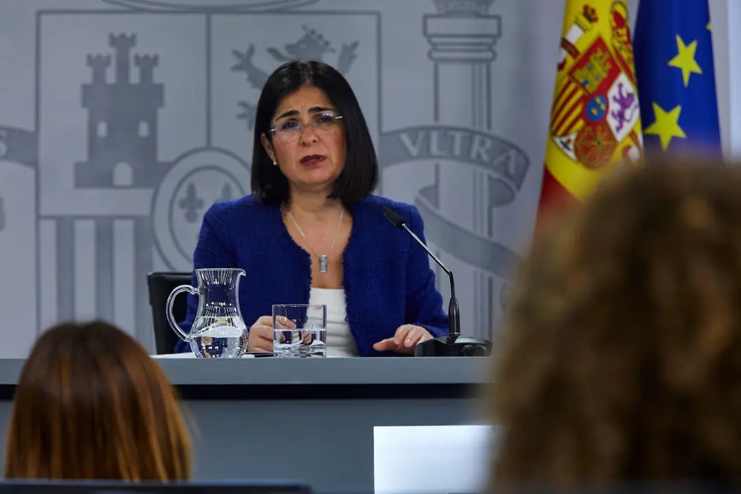 La ministra de Sanidad, Carolina Dariascomparece en rueda de prensa tras presidir la reuni&oacute;n del Consejo Interterritorial del Sistema Nacional de Salud, en el Complejo de la Moncloa, Madrid, (Espa&ntilde;a), a 28 de enero de 2021.