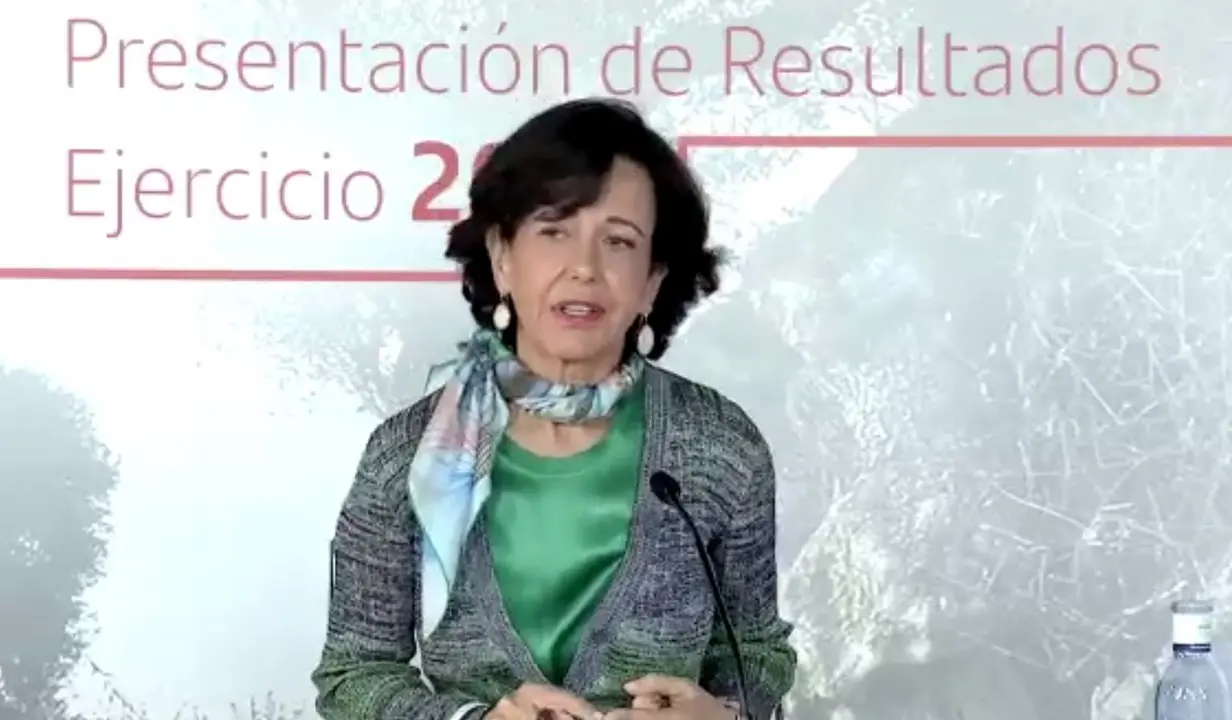 La presidenta del Santander, Ana Bot&iacute;n, en la presentaci&oacute;n de resultados 2020.