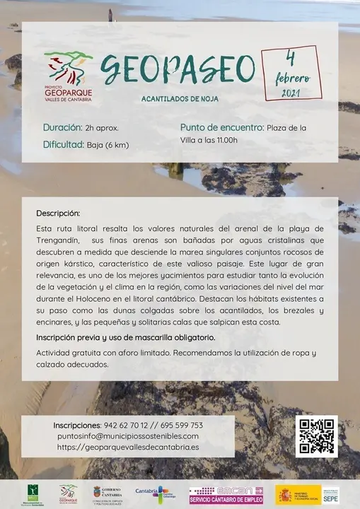 Cartel del 'geopaseo' por los acantilados de Noja