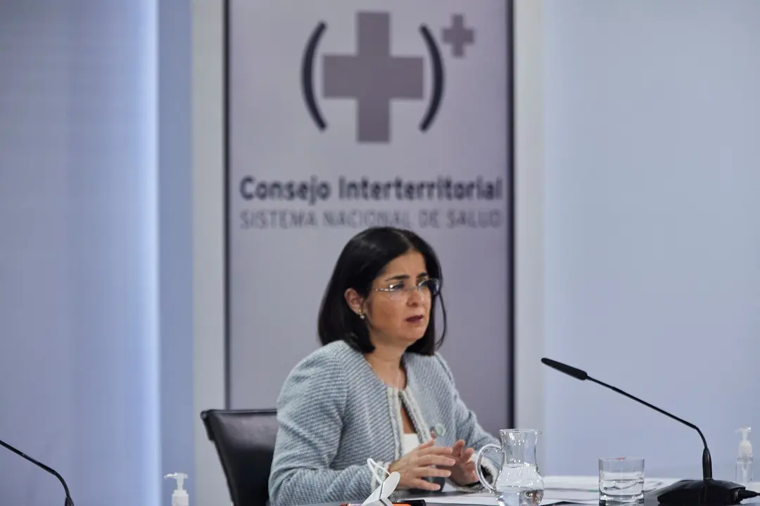 La ministra de Sanidad, Carolina Darias comparece en rueda de prensa tras la reuni&oacute;n del Consejo Interterritorial del Sistema Nacional de Salud, en Madrid (Espa&ntilde;a) a 3 de febrero de 2021.