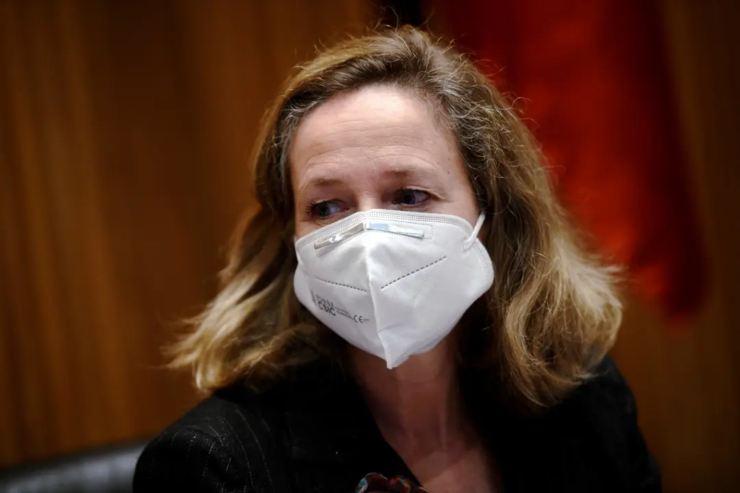 La vicepresidenta de Asuntos Econ&oacute;micos, Nadia Calvi&ntilde;o, durante la Comisi&oacute;n de Asuntos Econ&oacute;micos y Transformaci&oacute;n Digital