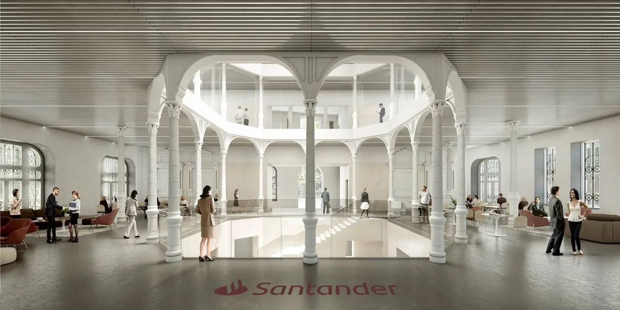 Infograf&iacute;a interior edificio Banco Santander de Hern&aacute;n Cort&eacute;s