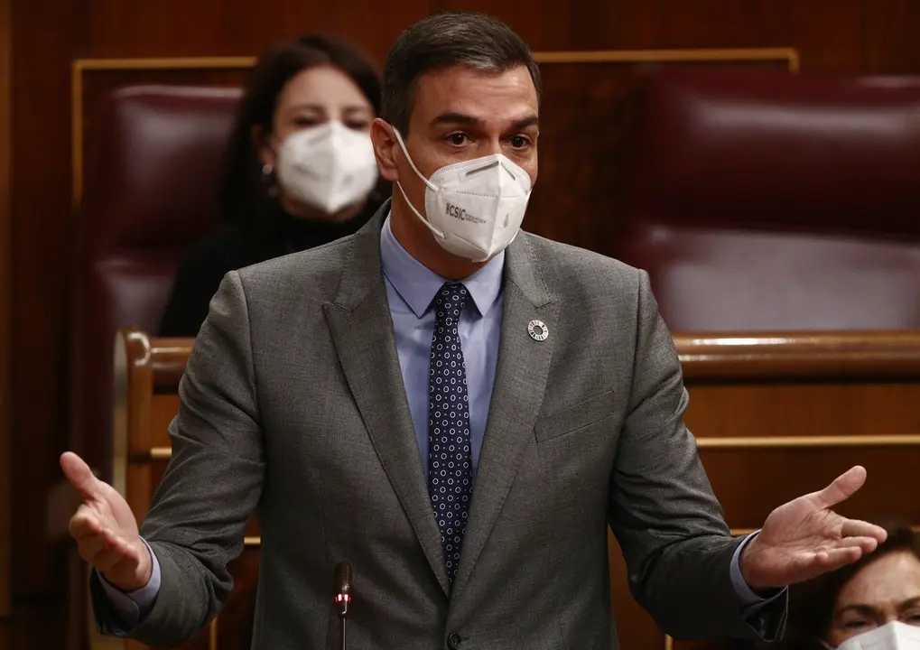 El presidente del Gobierno, Pedro S&aacute;nchez, en el Congreso de los Diputados el 17 de febrero de 2021