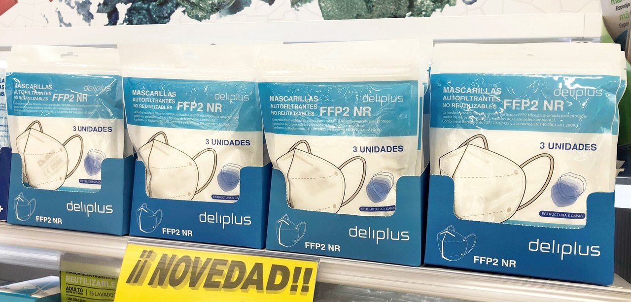 Mascarillas FFP2 en un supermercado Mercadona.