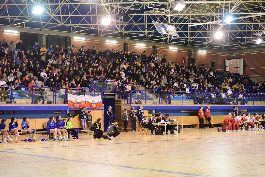 Archivo - Público y deportistas en un pabellón en el CESA 2020 de balonmano