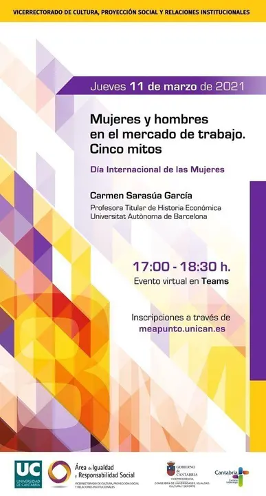 Cartel conferencia por el 8M en la UC