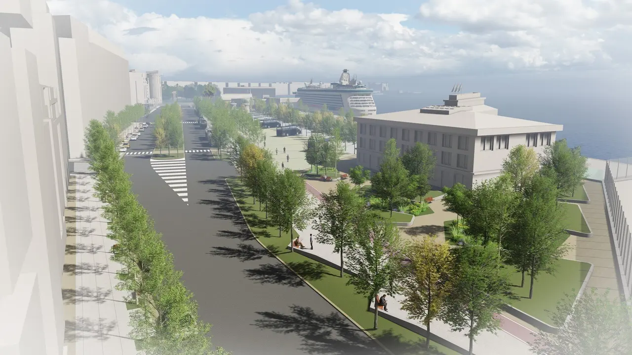 Archivo - Infograf&iacute;a de la ampliaci&oacute;n del paseo desde la estaci&oacute;n mar&iacute;tima por Antonio L&oacute;pez