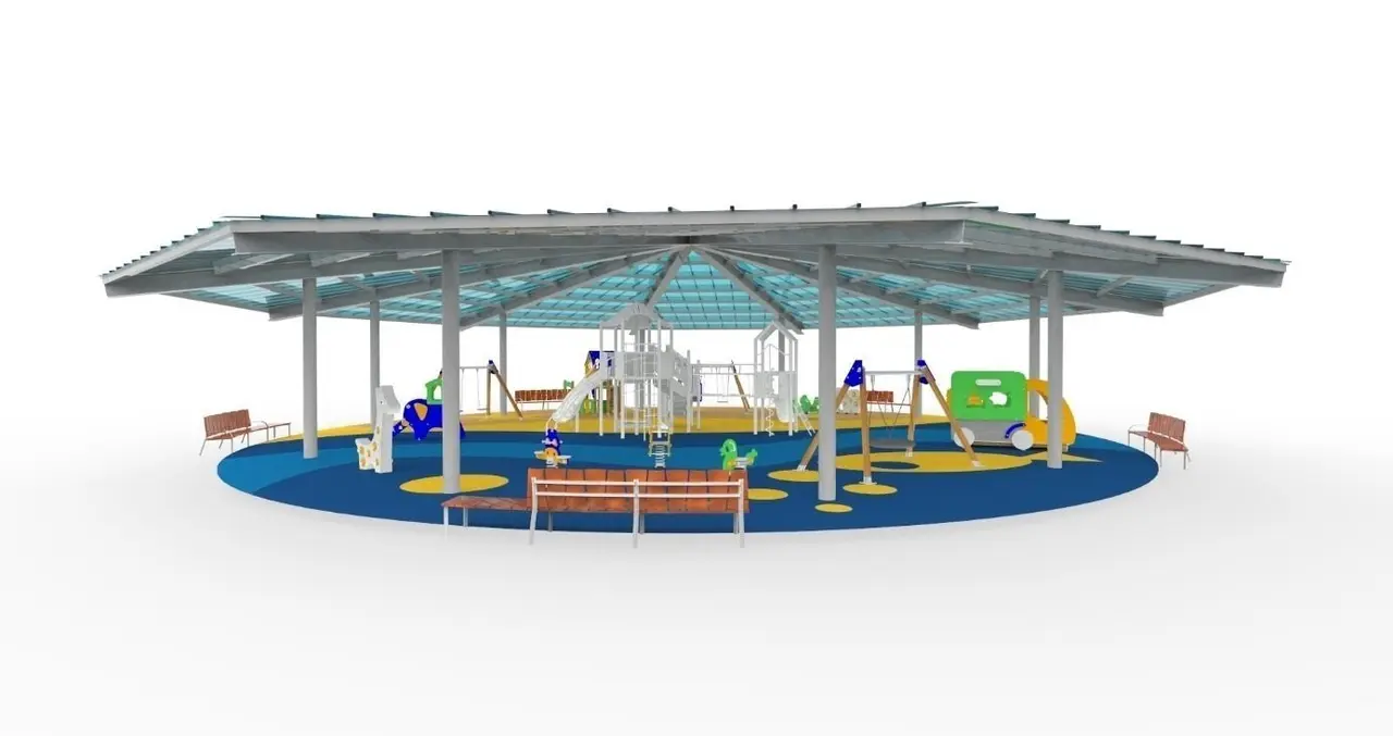 Infograf&iacute;a de la actuaci&oacute;n en el parque infantil de la plaza de la Hermandad de las Marismas en Castro Urdiales