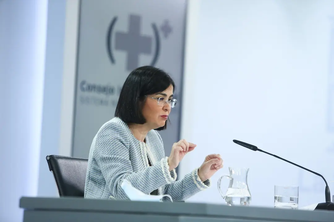 La ministra de Sanidad, Carolina Darias, ofrece una rueda de prensa tras la reuni&oacute;n del Consejo Interterritorial de Salud, en Madrid (Espa&ntilde;a), a 10 de marzo de 2021. El Ministerio de Sanidad y las Comunidades Aut&oacute;nomas han acordado finalmente este mi&eacute;rcol