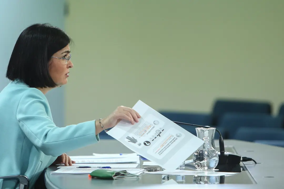 La ministra de Sanidad, Carolina Darias, ofrece una rueda de prensa tras la reuni&oacute;n del Consejo Interterritorial de Salud, en Madrid (Espa&ntilde;a), a 17 de marzo de 2021.