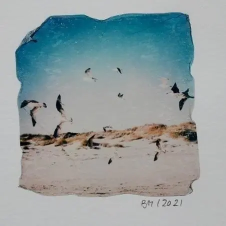 Cuadro sobre playa Coto Do&ntilde;ana en una exposici&oacute;n en Comillas